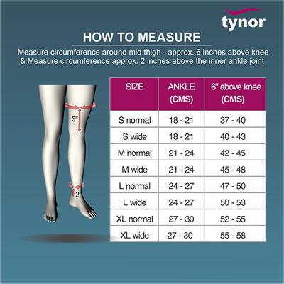 Tynor Compression Garment Leg Mid Thigh Open Toe - Normal (S) (I 78) - Knee/Ankle/Leg/Foot Supports