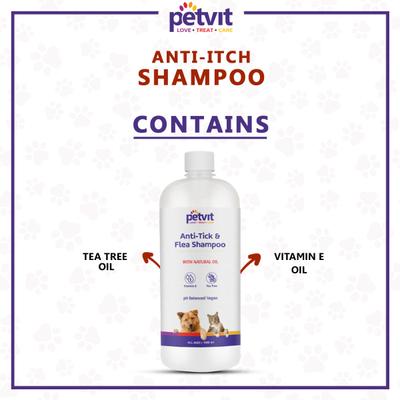 Petvit Anti-Tick & Flea Shampoo - For All Breeds Dogs & Cats 1000 ml - Pet Grooming