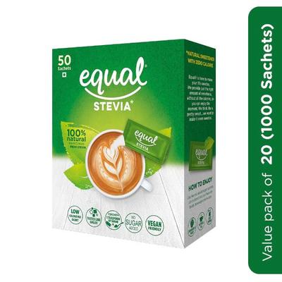 Equal Stevia Sweetener Sachet (Pack of 20 x 50's) 1's - Sugar Substitute
