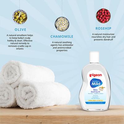 Pigeon Newborn Mild Baby Soothing Oil 200 ml - Creams, Lotions & Oils