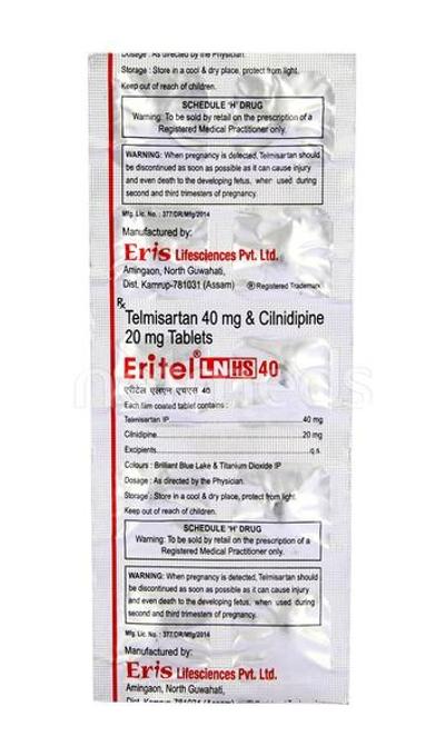 Eritel LN HS 40mg Tablet 10'S - Hypertension-Ang