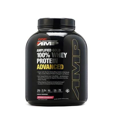 GNC PP 100% Whey Protein Powder Amp Gold Adv - Strawberry 4.94 lb (N) - Whey Proteins