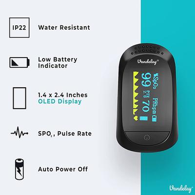 Vandelay Fingertip Digital Pulse Oximeter - Grey - Health Monitors And Equipment