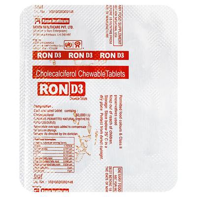 RON D3 Chewable Tablet 4's - Supplements-Vit