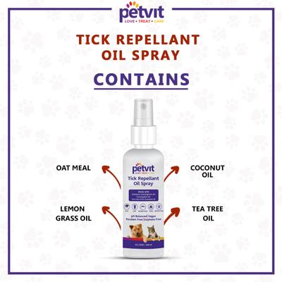 Petvit Tick Repellent Oil Spray- For All Breeds Dogs & Cats 100 ml - Pet Grooming