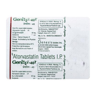 GENLIP 40 Tablet 10's - High Cholesterol-Dys