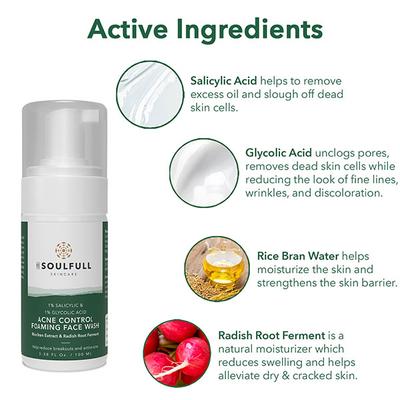 Be Soulfull Clear & Correct Kit (Acne Control Serum 30 ml + Acne Control Foaming Face Wash 100 ml + Spot Corrector Serum 30 ml) - Facial Kits
