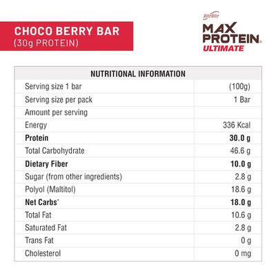 RiteBite Max Protein Ultimate Choco Berry Bar (Pack of 6 x 100 gm) - Nutritional Bars