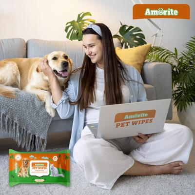 Amorite Pet Wipes For Dogs & Cats (Pack Of 12 X 80S) 1's - Pet accessories