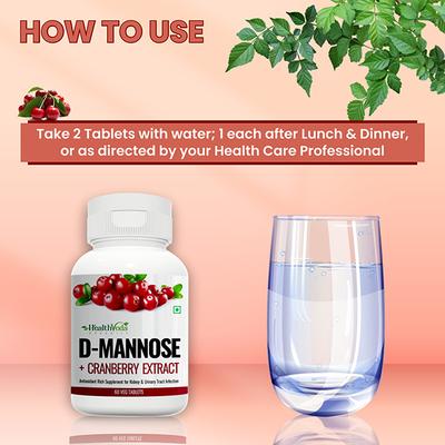 Health Veda D Mannose + Cranberry Extract Veg Tablet 60 ml - Herbal Dietary Supplement