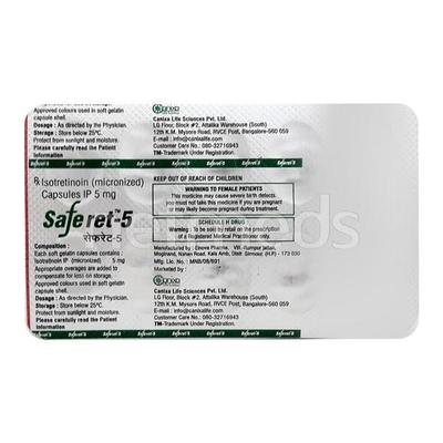 Saferet 5mg Capsule 10'S - Acne-Acn