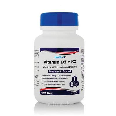 Healthvit Vitamin D3-5000 Iu With Vitamin K2-100mcg (Mk-7) 60's - Multi-Vitamins