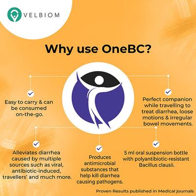 Velbiom OneBC Probiotic Oral Suspension (Pack of 6 x 5 ml) - Digestive Health