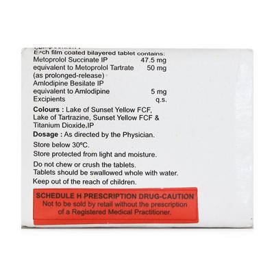 MET XL AM 50/5mg Tablet 15'S - Hypertension-Bet