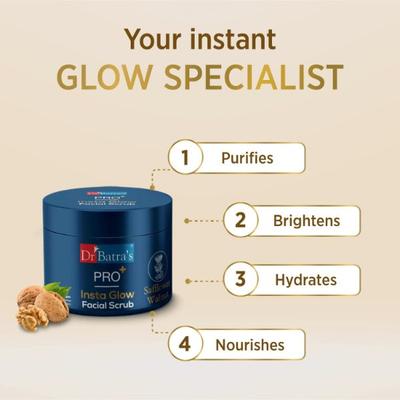 Dr Batra's PRO+ Insta Glow Facial Scrub (Pack of 2 x 250 gm) - Face Scrubs