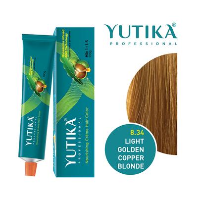 Yutika Creme Hair Color - 8.34 Light Golden Copper Blonde 100 gm - Crème