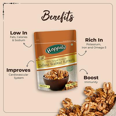 Happilo Natural Kashmiri Deluxe Walnut Kernels Seeds 200 gm - Nutritional Bars