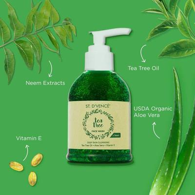 St. D'Vence Tea Tree Oil with Neem & Aloe Vera Face Wash 150 ml - Face Wash & Cleansers