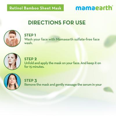 Mamaearth Bamboo Sheet Mask - Retinol 1's - Masks & Peels