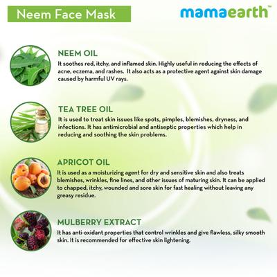 Mamaearth Face Mask Cream - Neem 100 gm - Face Creams