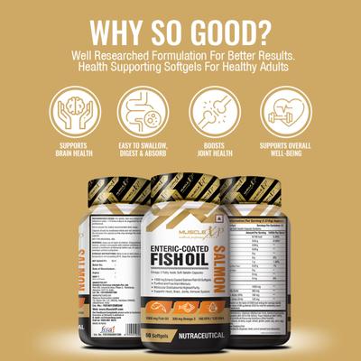 MuscleXP Omega-3 Enteric-Coated Fish Oil Softgels 60's - Omega Fish Oil Fatty Acids