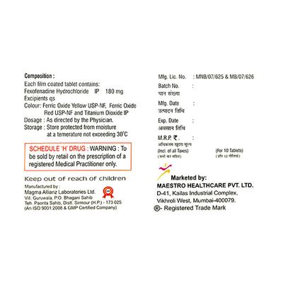 Fextim 180mg Tablet 10'S - Allergies-Ant