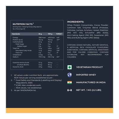 Nutrabay Gold Concentrate Whey Protein - Rich Chocolate Cream 1 kg - Whey Proteins