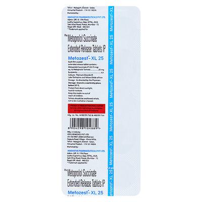METOZEST XL 25 Tablet 10's - Hypertension-Bet