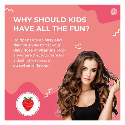 Boldpops Happy Hair Biotin Gummies - Strawberry Flavour 30's - Hair & Skin