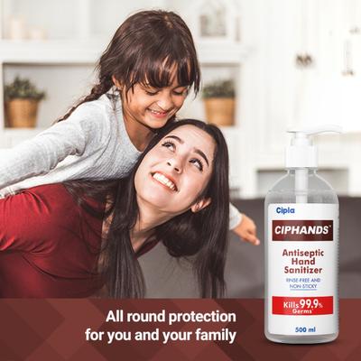 Ciphands Rinse Free & Non-Sticky Antiseptic Hand Sanitizer Gel 500 ml - Hand Sanitizer