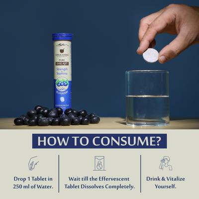 Upakarma Ayurveda Pure Shilajit Effervescent Tablet - Blueberry 20's - Speciality Medicines