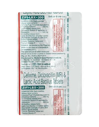 Zifi Lbx+200mg Tablet 10'S - Bacterial Infections-Cep