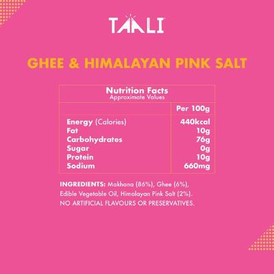 Taali Roasted Makhana - Ghee & Himalayan Pink Salt 60 gm - Nutritional Bars