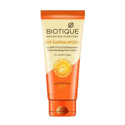 Biotique Bio Sandalwood 50+ SPF UVA/UVB Sunscreen Face Lotion 50 ml - Face Sunscreen