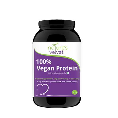 Natures Velvet 100% Vegan Protein Powder - Unflavoured Powder 1000 gm - Health Products