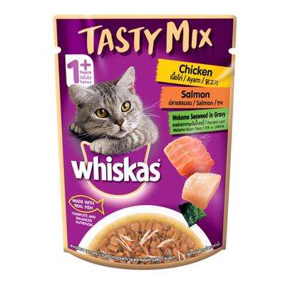 Whiskas Tasty Mix Chicken Salmon Wakame Seaweed in Gravy 70 gm - Petfood