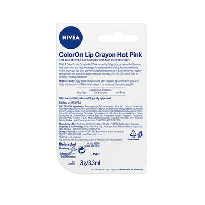 Nivea Color On Lip Crayon Hot Pink 3 gm - Lip Balms