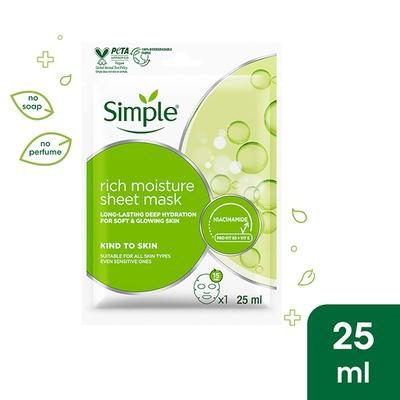 Simple Kind to Skin Rich Moisture Sheet Mask 25 ml - Sheet Masks