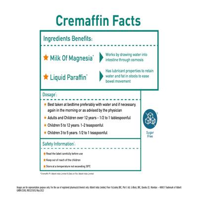 Cremaffin Constipation Relief Liquid - Mint 225ml - Indigestion/Constipation