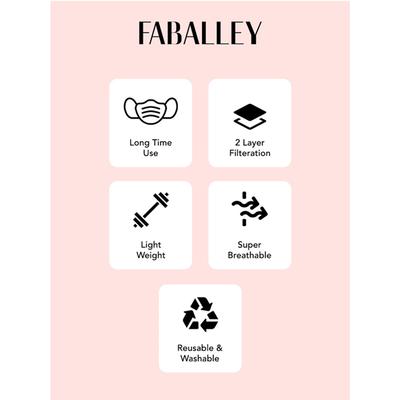 Faballey Classic 2 Ply Pleated Reusable Mask Set (2 Pcs) - Face Mask