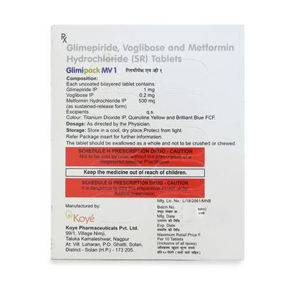Glimipack MV 1/0.2/500mg Tablet 10'S - Diabetes-Ant