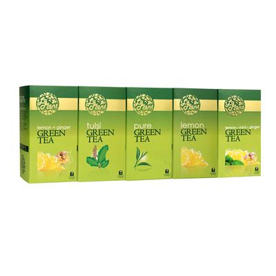 LaPlant Green Tea Powder Combo 2 - Pure, Lemon, Tulsi, Mint, Ginger (Pack of 5 x 25's) - Teas