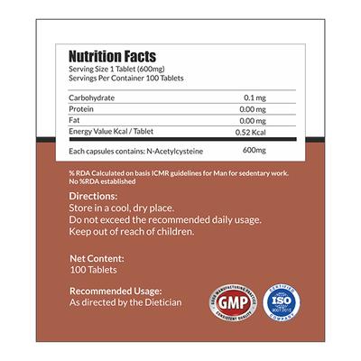 Aiwo NAC 600 mg Tablet (Pack of 10 x 10's) - Amino Acids