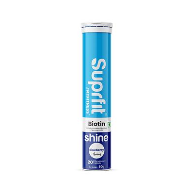 SuprFit Shine Biotin Effervescent Tablet - Blueberry Flavour 20's - Hair & Skin