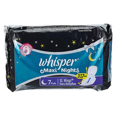 Whisper Maxi Nights Sanitary Pads for Women, XL, 7 Napkins 79 gm - Sanitary Napkins