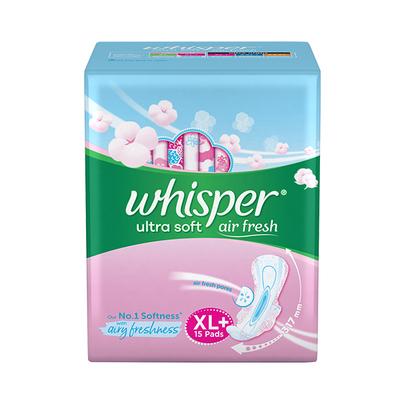 Whisper Ultra Soft Air Fresh Sanitary Pads (XL +) 15's - Sanitary Napkins