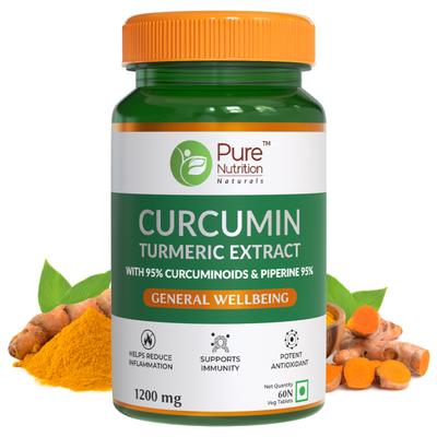 Pure Nutrition Curcumin Turmeric Extract 1200 mg Veg Tablet 60's - Herbal Dietary Supplement
