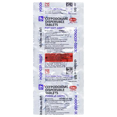 PODOCEF 100 DT Tablet 10's - Bacterial Infections-Cep