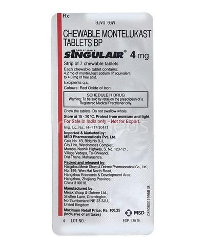 Singulair 4mg Tablet 7'S - Asthma/COPD-Ast