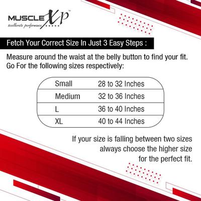 MuscleXP Gym Nylon Padded Weight Lifting Belt - Black (XL) 1's - Gym Accessories